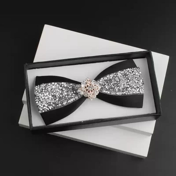 Set di 2 papillon con corpetto rosso e strass lucido da uomo