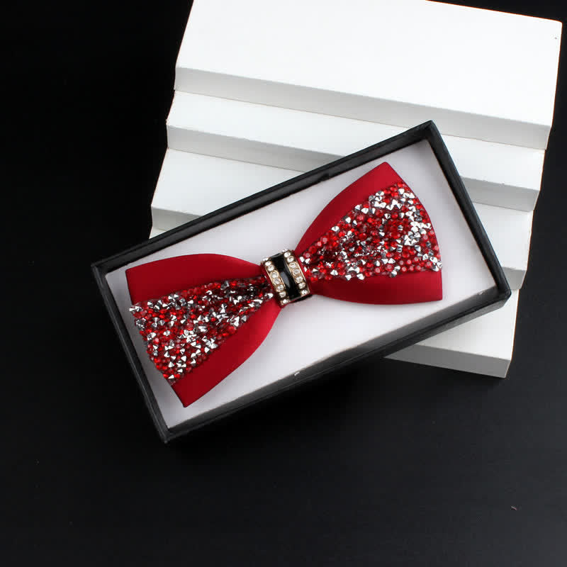 Set di 2 papillon con corpetto rosso e strass lucido da uomo