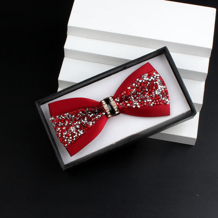 Set di 2 papillon con corpetto rosso e strass lucido da uomo