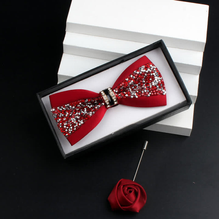 Set di 2 papillon con corpetto rosso e strass lucido da uomo