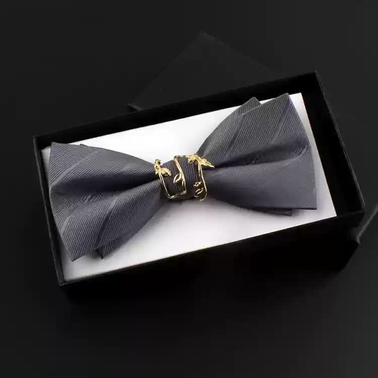 Set di 2 papillon con corpetto rosso e foglia di vite dorata da uomo - Grigio - Papillon - image 9