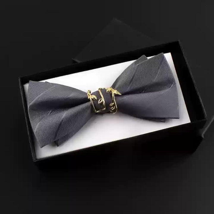 Set di 2 papillon con corpetto rosso e foglia di vite dorata da uomo - Grigio - Papillon - image 9