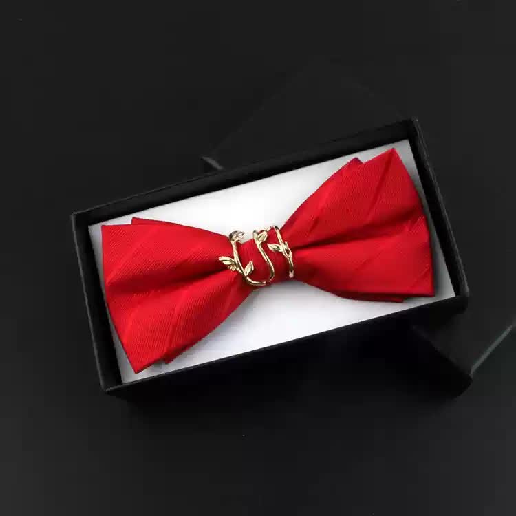 Set di 2 papillon con corpetto rosso e foglia di vite dorata da uomo - Rosso - Papillon - image 3