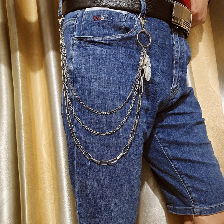 Catena per cintura in piuma vintage, tre strati, catena per vita gotica