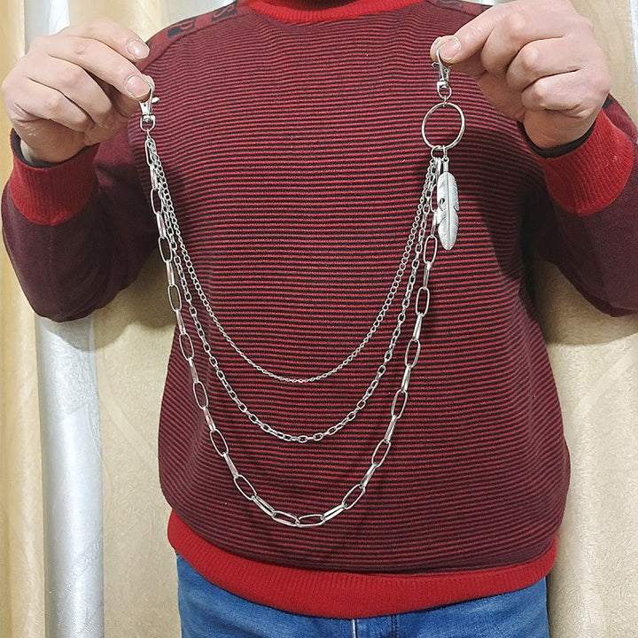 Catena per cintura in piuma vintage, tre strati, catena per vita gotica