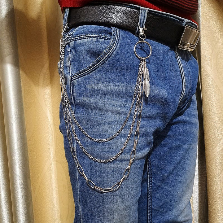 Catena per cintura in piuma vintage, tre strati, catena per vita gotica