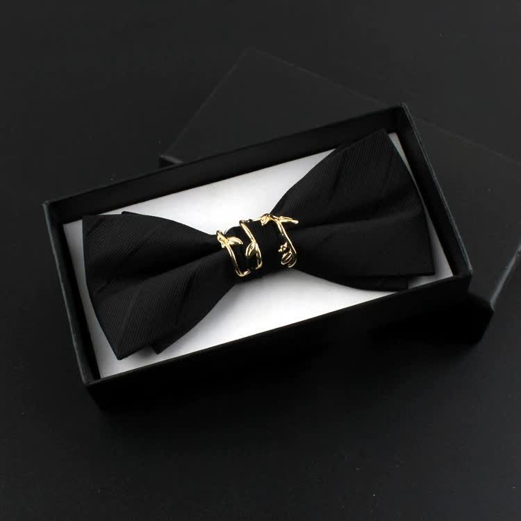 Set di 2 papillon con corpetto rosso e foglia di vite dorata da uomo - Nero - Papillon - image 7