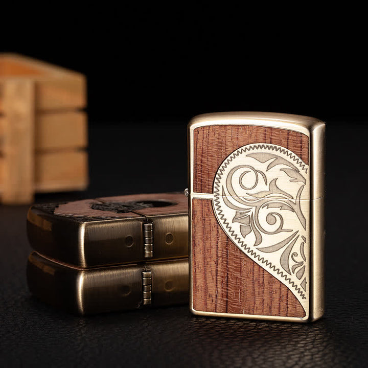Accendino a cherosene ricaricabile con motivo intagliato retrò e conchiglia in legno - Stile n. 4 - image 11
