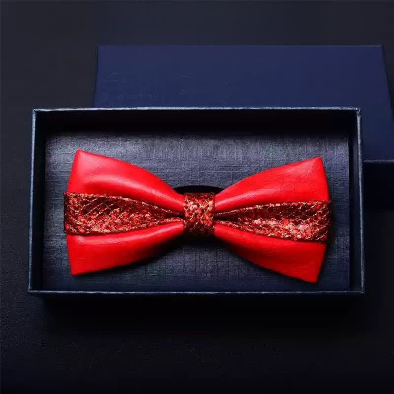 Papillon in similpelle a doppio strato per uomo, per feste di matrimonio - Rosso - image 6