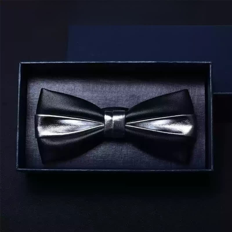 Papillon in similpelle a doppio strato per uomo, per feste di matrimonio - Nero e argento n. 1 - image 8