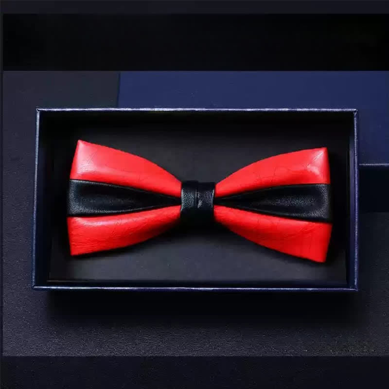 Papillon in similpelle a doppio strato per uomo, per feste di matrimonio - Rosso e nero - image 10