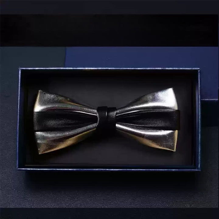 Papillon in similpelle a doppio strato per uomo, per feste di matrimonio - Argento e nero - image 11