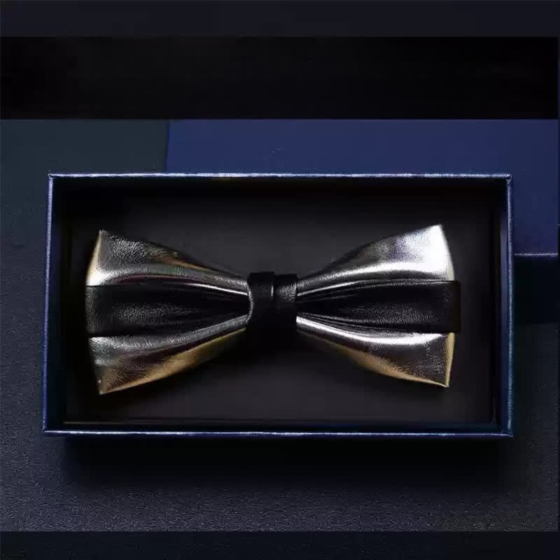 Papillon in similpelle a doppio strato per uomo, per feste di matrimonio - Argento e nero - image 11