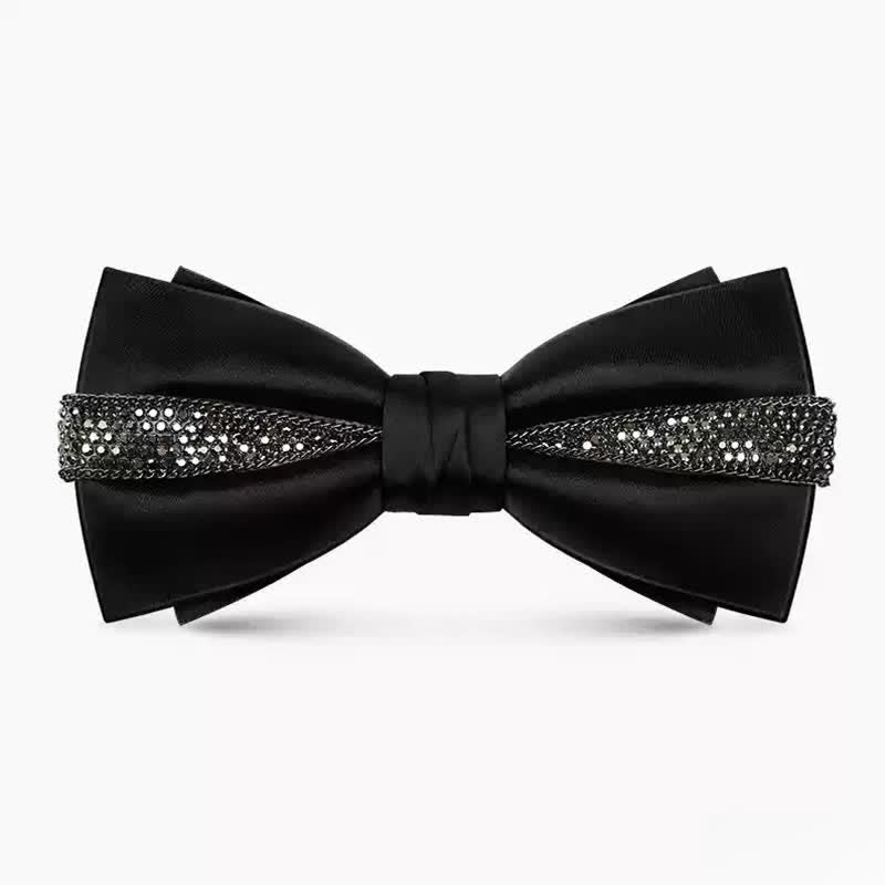 Papillon da uomo con catena in metallo con strass scintillanti di lusso