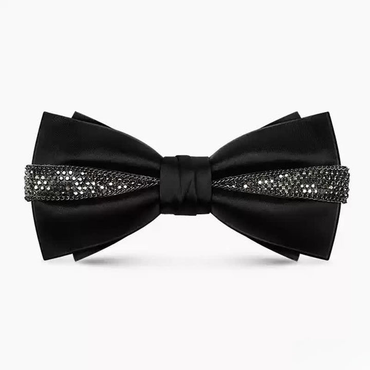 Papillon da uomo con catena in metallo con strass scintillanti di lusso