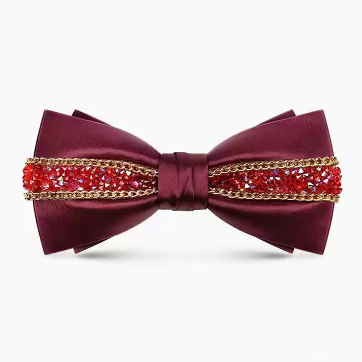 Papillon da uomo con catena in metallo con strass scintillanti di lusso