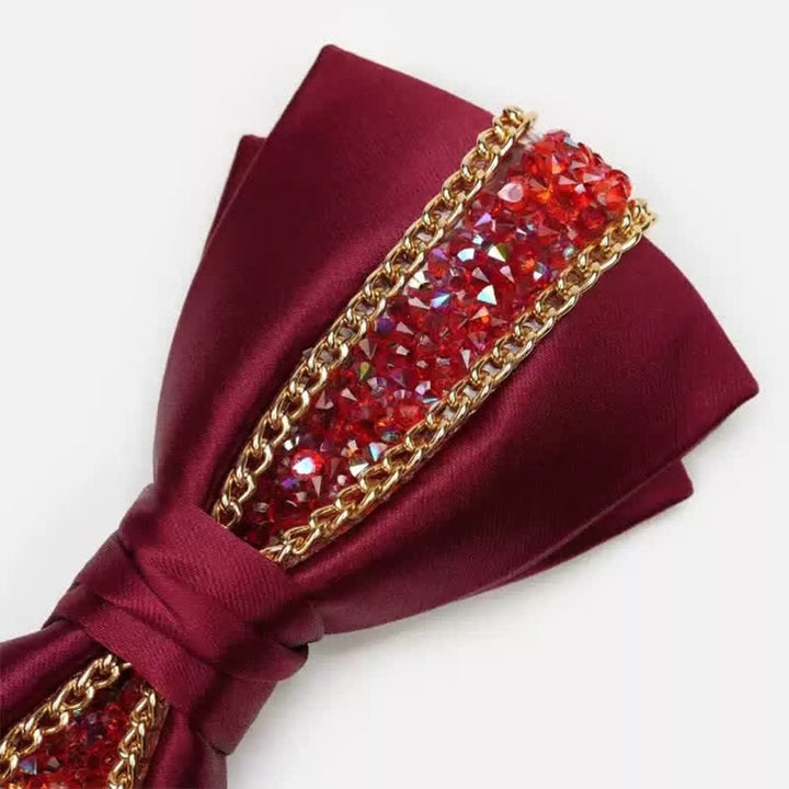 Papillon da uomo con catena in metallo con strass scintillanti di lusso
