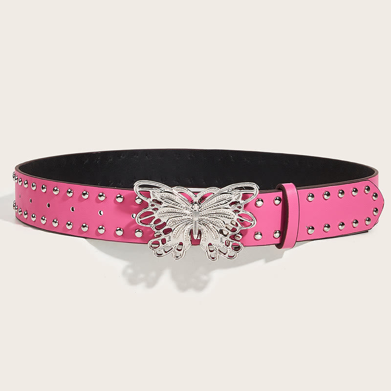 Cintura in pelle con fibbia a farfalla borchiata da donna stile western da cowgirl