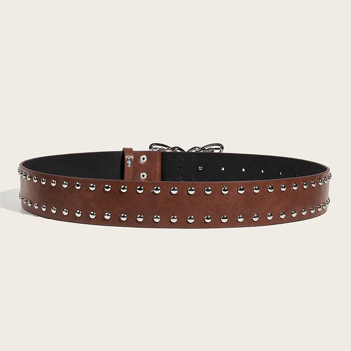 Cintura in pelle con fibbia a farfalla borchiata da donna stile western da cowgirl