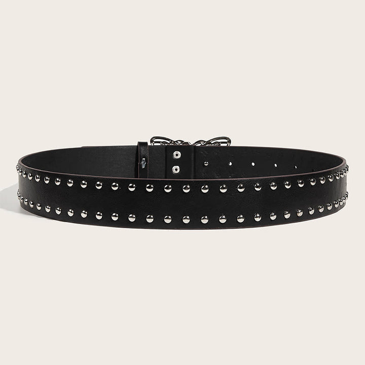 Cintura in pelle con fibbia a farfalla borchiata da donna stile western da cowgirl