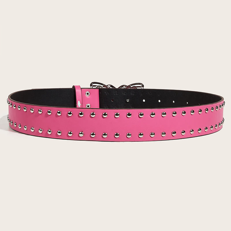 Cintura in pelle con fibbia a farfalla borchiata da donna stile western da cowgirl
