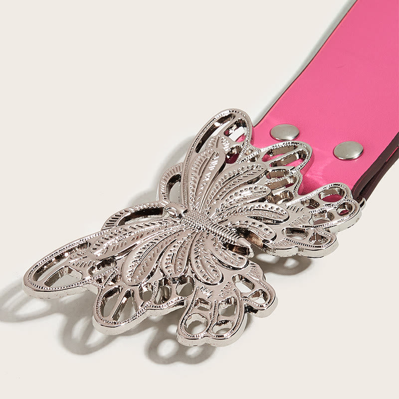 Cintura in pelle con fibbia a farfalla borchiata da donna stile western da cowgirl