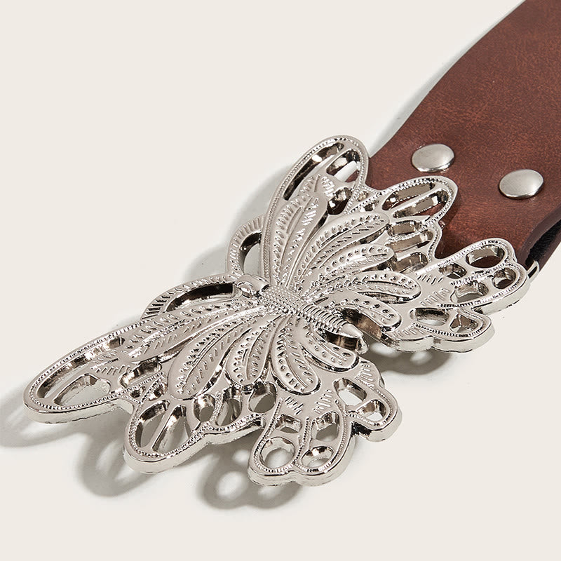 Cintura in pelle con fibbia a farfalla borchiata da donna stile western da cowgirl
