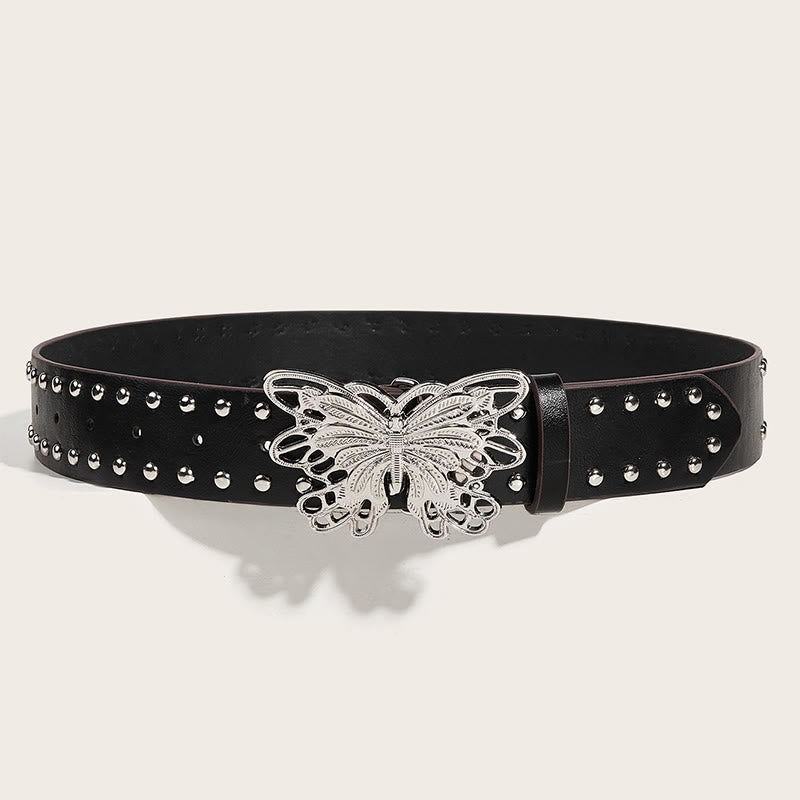 Cintura in pelle con fibbia a farfalla borchiata da donna stile western da cowgirl