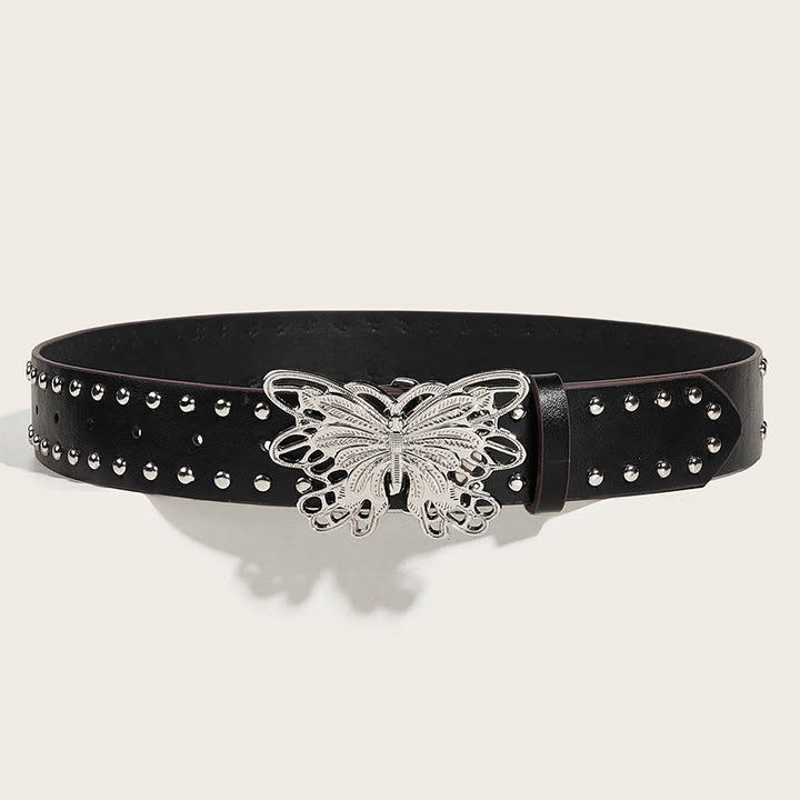 Cintura in pelle con fibbia a farfalla borchiata da donna stile western da cowgirl