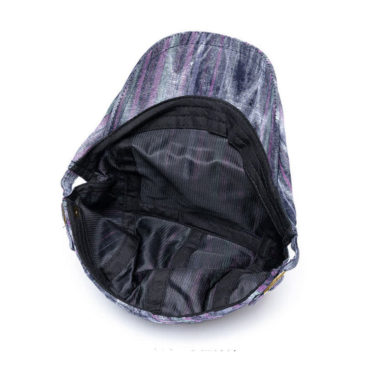 Cappello basco da giornalaio a righe con graffiti e tintura a nodi