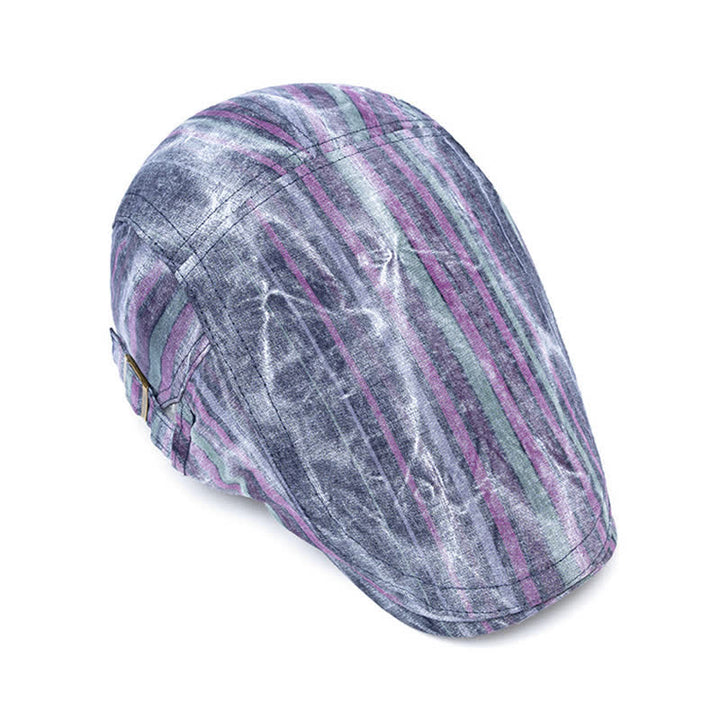 Cappello basco da giornalaio a righe con graffiti e tintura a nodi