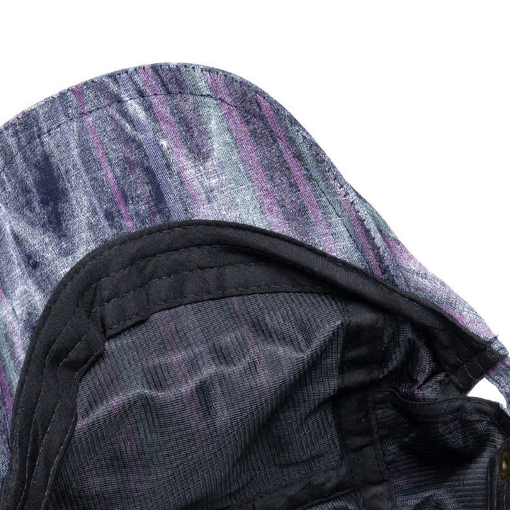 Cappello basco da giornalaio a righe con graffiti e tintura a nodi