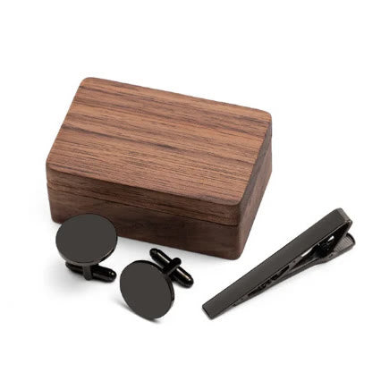 Personalizza i tuoi gemelli con barra per cravatta da matrimonio con testo per abbigliamento maschile - Nero - image 8