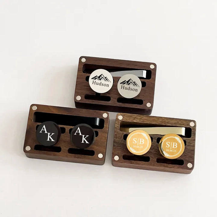 Personalizza i tuoi gemelli con barra per cravatta da matrimonio con testo per abbigliamento maschile - image 5