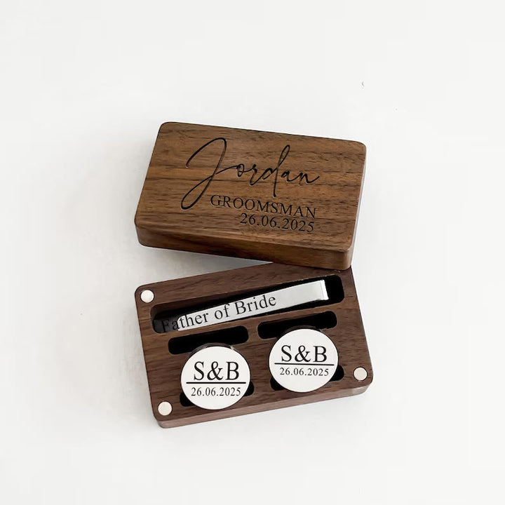 Personalizza i tuoi gemelli con barra per cravatta da matrimonio con testo per abbigliamento maschile - image 6