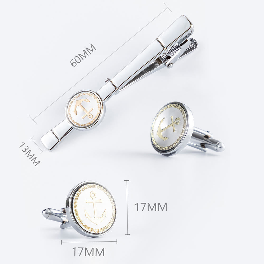 Set di gemelli con fermacravatta a forma di ancora per abito da sposa - image 6