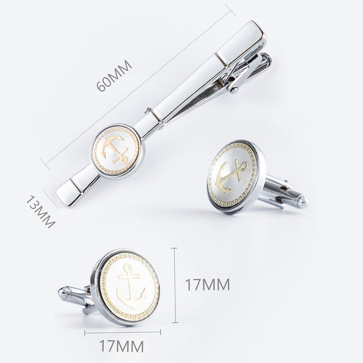 Set di gemelli con fermacravatta a forma di ancora per abito da sposa - image 6