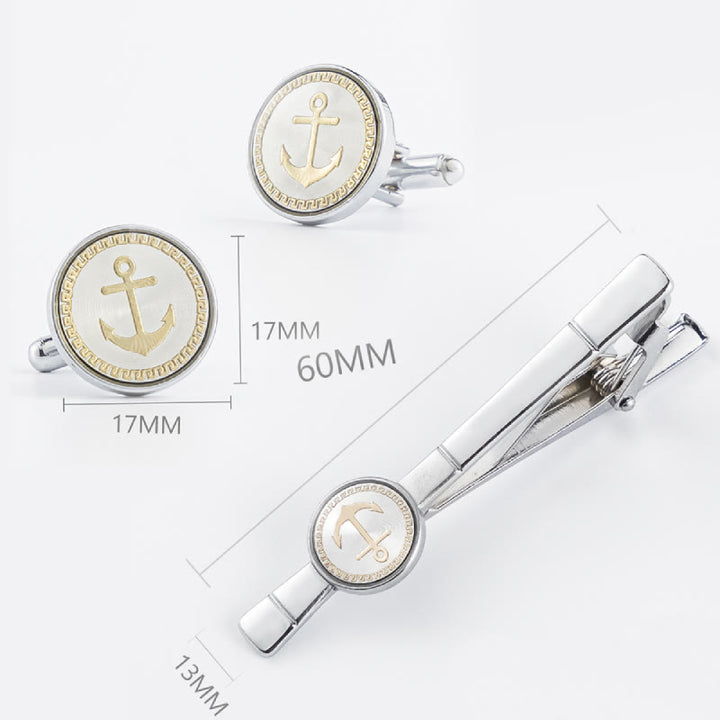 Set di gemelli con fermacravatta a forma di ancora per abito da sposa - image 5