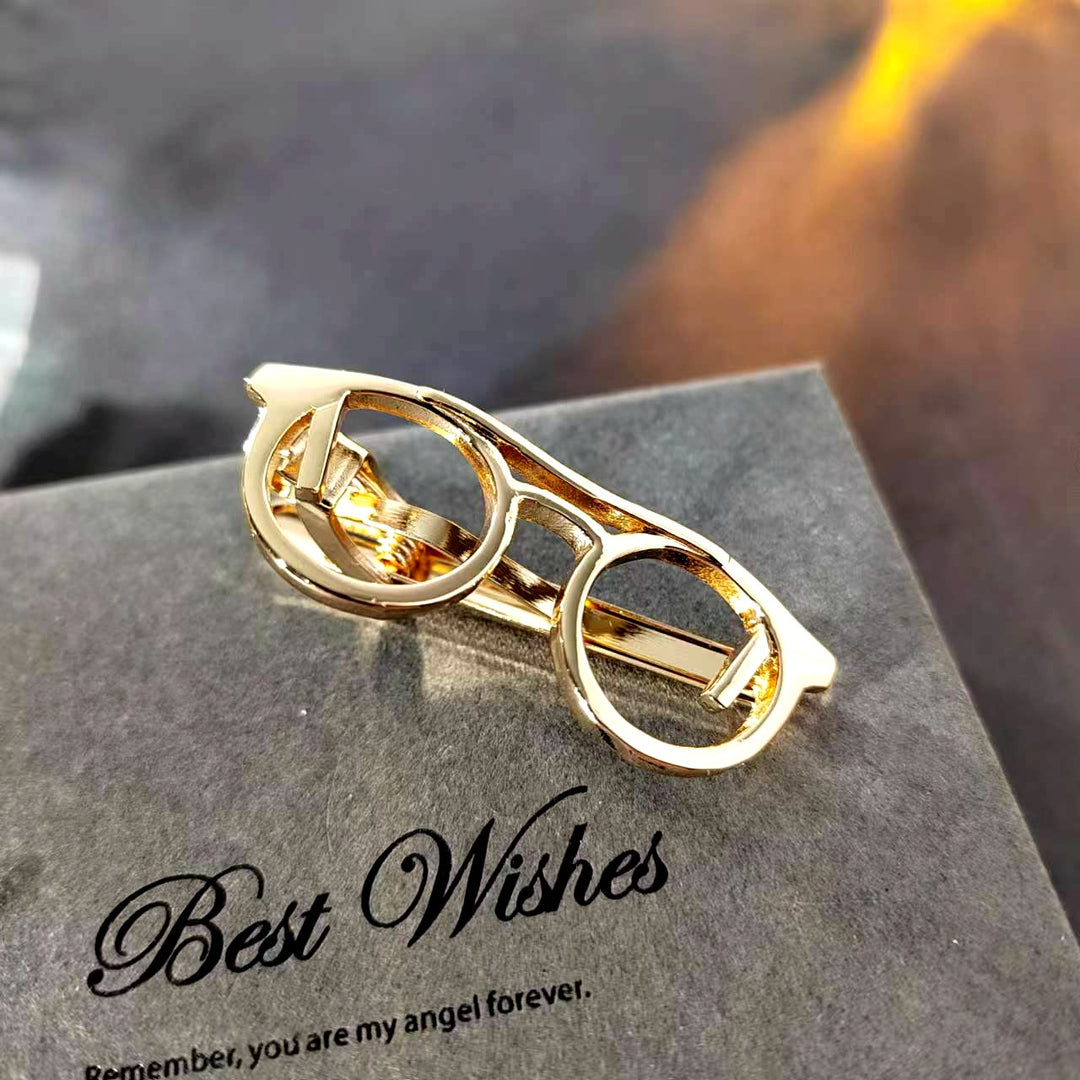 Fermacravatta per occhiali in oro e argento per abito quotidiano - image 1