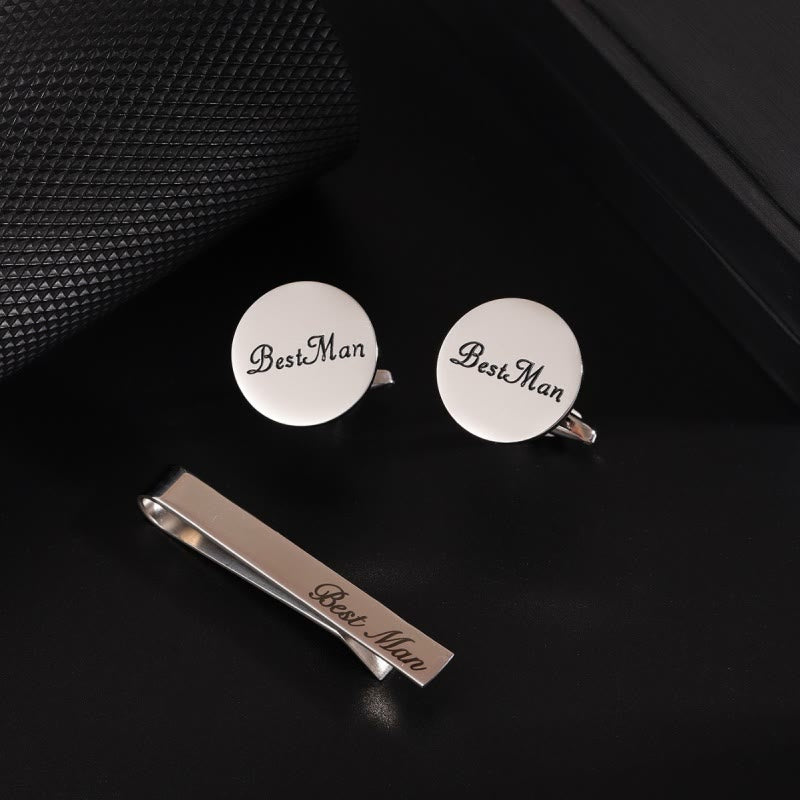 Set da 3 pezzi fermacravatta da sposo per abito da sposa - testimone - image 1