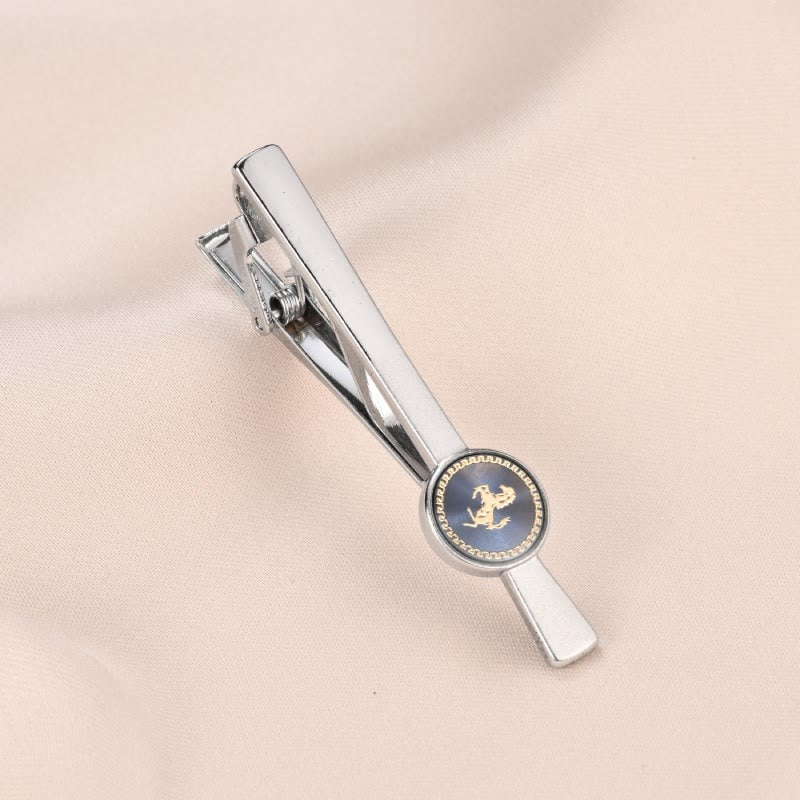 Set di gemelli con fermacravatta a forma di cavallo in corsa per abito da sposa