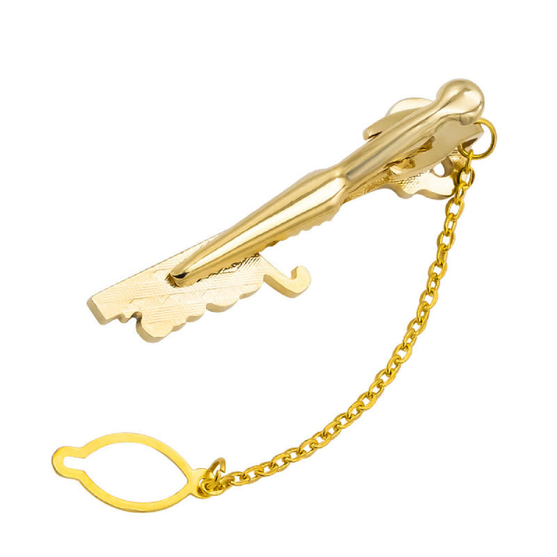 Fermacravatta con chiave di Gesù in oro per abito da sposa - image 4