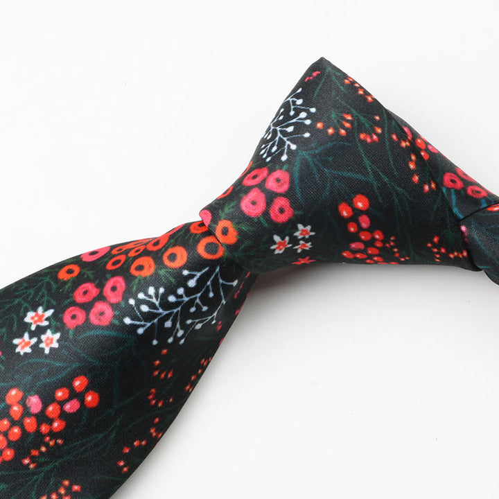 Cravatta da uomo con motivo floreale Forest Berry