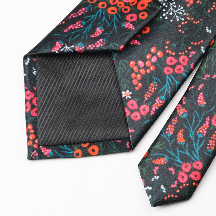 Cravatta da uomo con motivo floreale Forest Berry