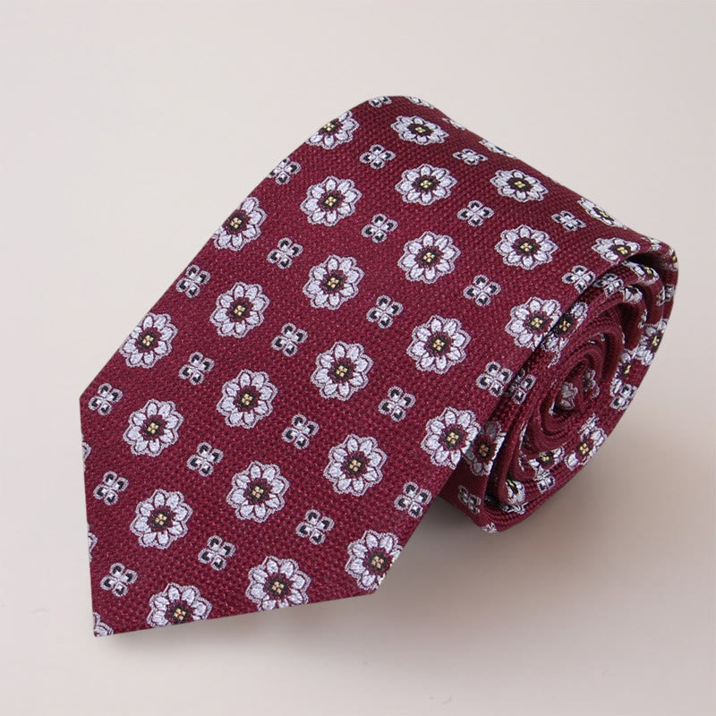 Cravatta da uomo in seta di gelso con mini fiori blu