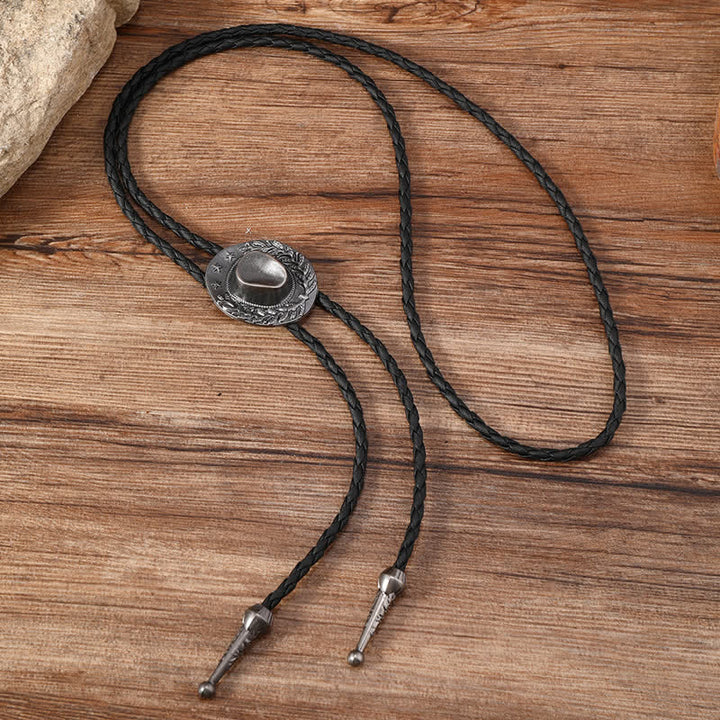 Ciondolo in bronzo con cappello da cowboy, cravatta Bolo - Argento antico - image 4