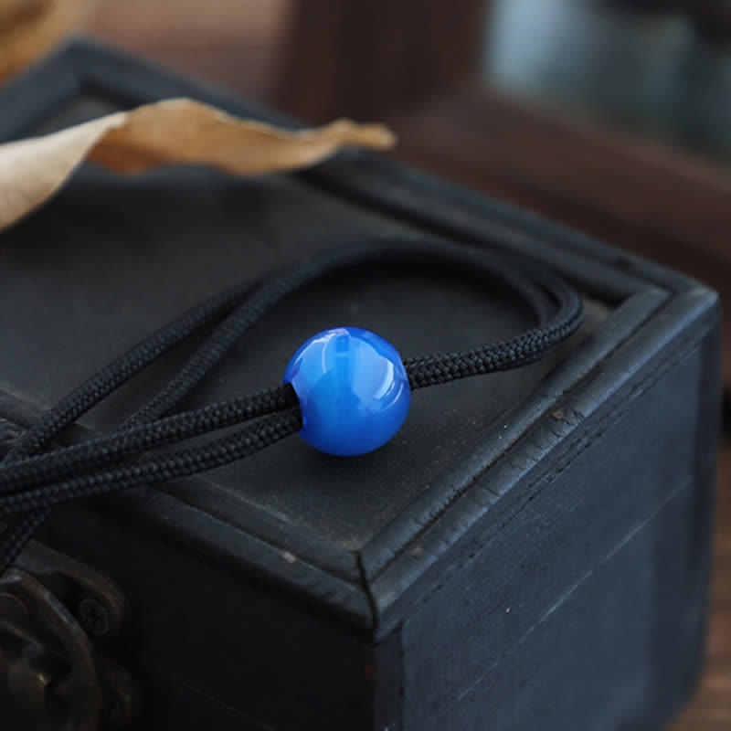 Cravatta Bolo con ciondolo rotondo in agata blu semplice fatto a mano