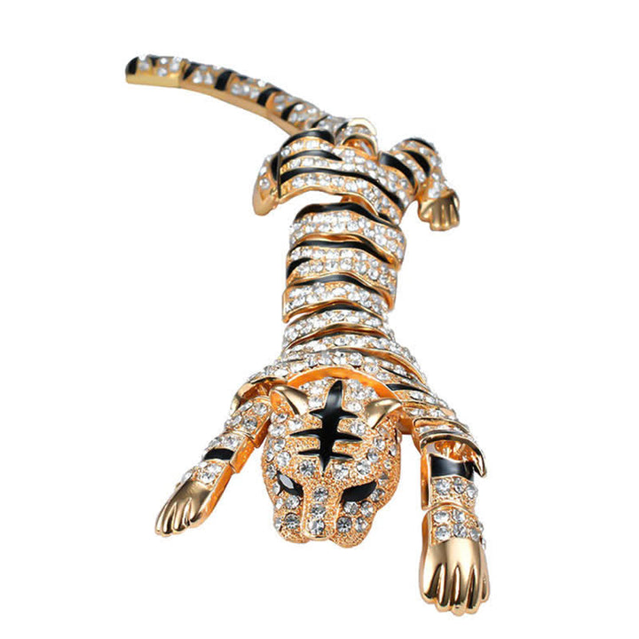 Spilla da uomo con grande tigre maestosa e strass scintillanti di lusso - image 14