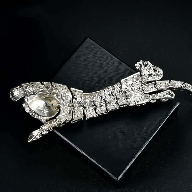 Spilla da uomo con grande tigre maestosa e strass scintillanti di lusso - image 7