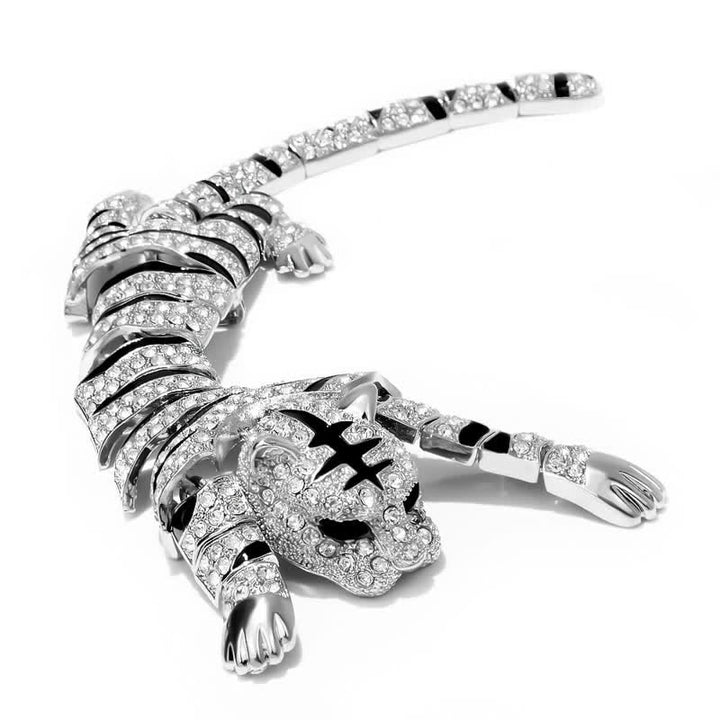 Spilla da uomo con grande tigre maestosa e strass scintillanti di lusso - image 8